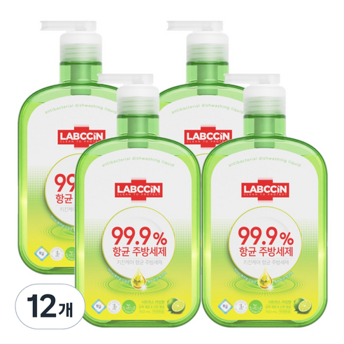 랩신 항균 주방세제 라임향, 12개, 750ml