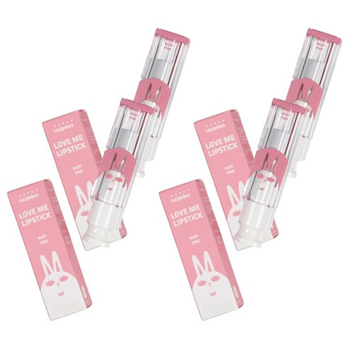 레시피박스 키즈 러브미 립스틱 3.5g, 베이비 핑크, 4개