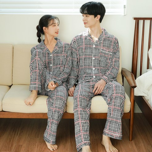 파란 여성용 피치기모 잠옷 상하의 세트