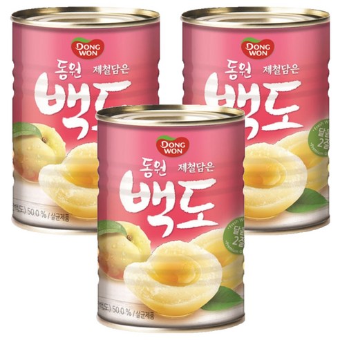 동원 백도 과일통조림, 400g, 3개