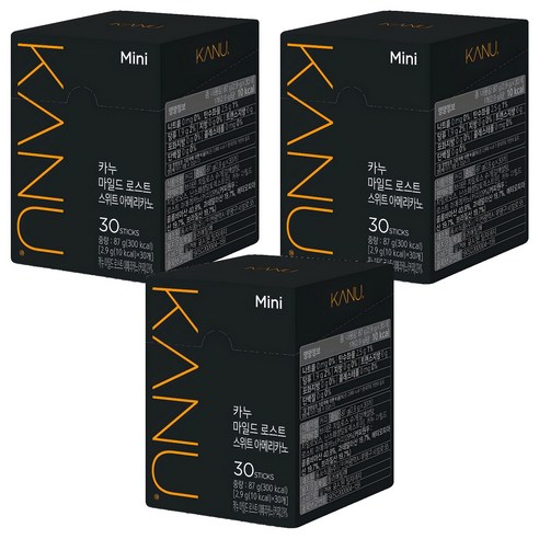 카누 마일드 로스트 스위트 아메리카노 미니 원두커피믹스, 2.9g, 30개입, 3개