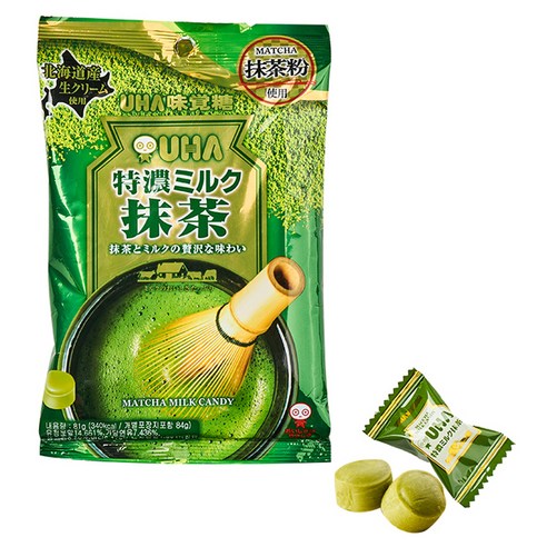 UHA 미카쿠도 토쿠노 밀크 말차 캔디, 81g, 1개