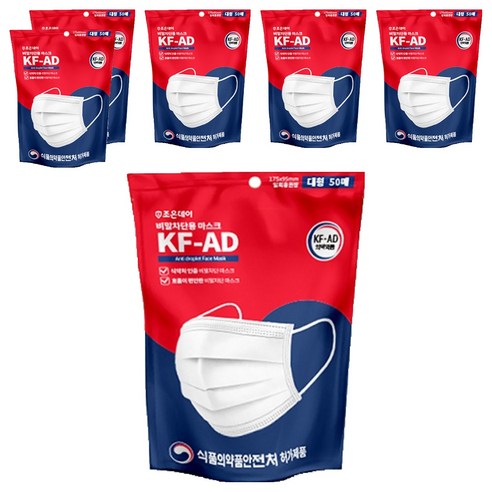 조은데이 비말 차단용 마스크 대형 KFAD 성인용, 50개입, 6개, 화이트