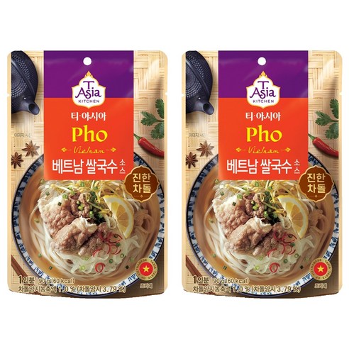 티아시아키친 베트남 쌀국수 소스 진한 차돌, 90g, 2개