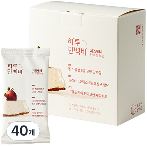 프로틴방앗간 하루단백바 치즈베리, 45g, 40개