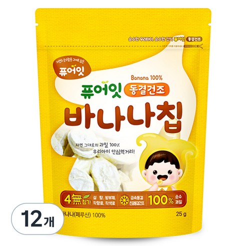 퓨어잇 동결건조 과일칩, 25g, 12개