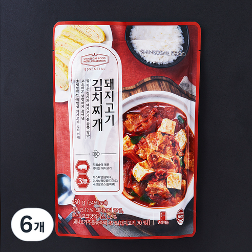 신세계푸드 호텔컬렉션 에센셜 돼지고기 김치찌개, 450g, 6개