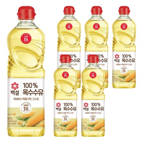 백설 옥수수유, 900ml, 6개