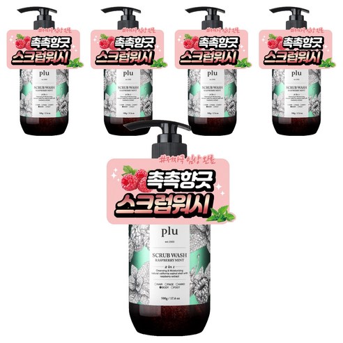 플루 데일리 스크럽 바디워시 라즈베리민트, 500g, 5개