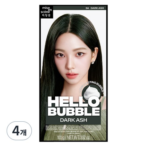 미쟝센 헬로 버블 염색제, 다크애쉬, 4개
