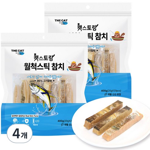 더캣 캣스토랑 월척스틱 고양이 간식, 참치맛, 400g, 4개