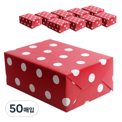 봄91 크리스마스 패턴포장지, 레드 도트, 50매입