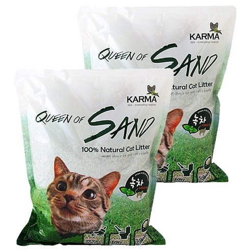 카르마 퀸오브샌드 응고형 고양이 두부 모래, 7L, 3kg, 2개, 녹차