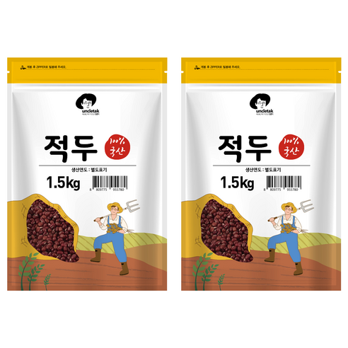 엉클탁 국산 적두 팥, 1.5kg, 2개
