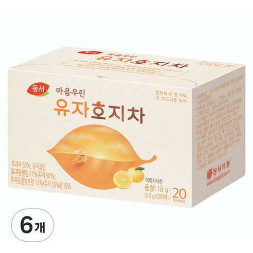 동서 마음우린 유자호지차, 6개, 20개입, 0.9g