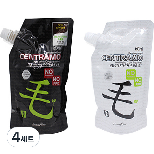 프리미엄 센트라모 코팅 칼라 크림 1제 염모제 500g + 2제 산화제 500g, 5CB 자연밤색, 4세트