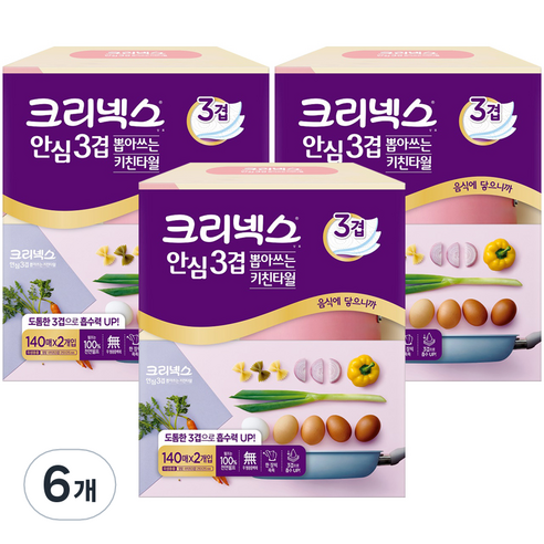 크리넥스 뽑아쓰는 키친타올 140매, 2개입, 6개