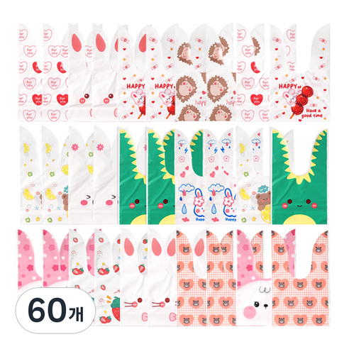투영디자인 러블리 미니 포장주머니, 랜덤발송, 60개
