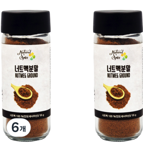 내츄럴스파이스 너트맥분말 향신료, 55g, 6개