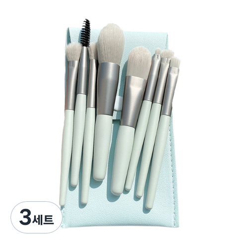 디에스 파스텔 파우치 브러쉬 8종 세트, 3세트, 민트