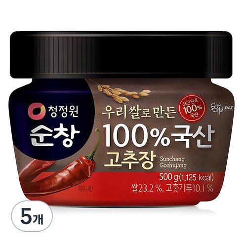 청정원순창 우리쌀 고추장, 500g, 5개