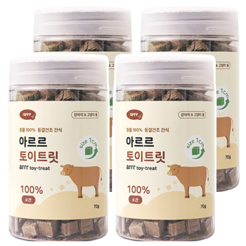 동원아르르 반려동물 토이트릿 동결건조 간식 1cm, 소간, 70g, 4개