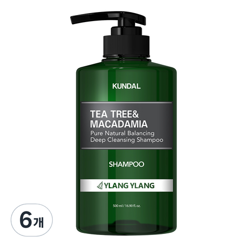 쿤달 딥 클렌징 지성 샴푸 일랑일랑향, 500ml, 6개