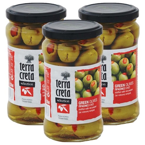 테라크레타 피망 그린 올리브 (씨 제거), 290g, 3개