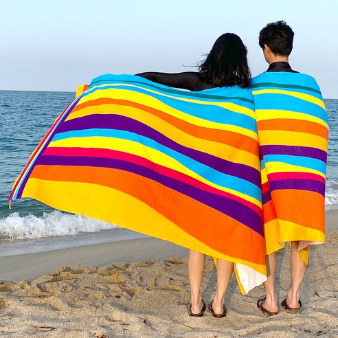 바캉스 Best 커플 특대형 비치타올, 웨이브레인보우, 2개