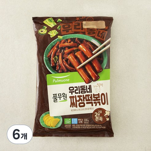 풀무원 우리동네 떡볶이 짜장 2인분, 330g, 6개