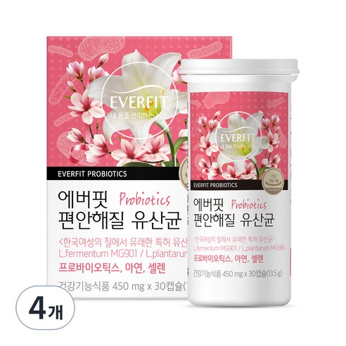 내츄럴플러스 에버핏 편안해질 질유래 유산균 50억보장 신바이오틱스 식물성캡슐, 30정, 4개