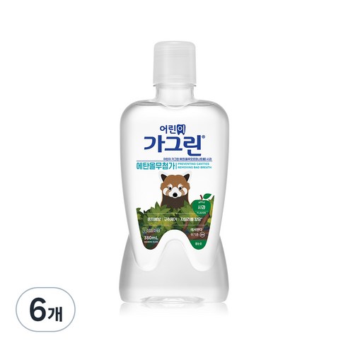 가그린 어린이용 구강청결제 사과향 캐릭터 랜덤발송, 380ml, 6개