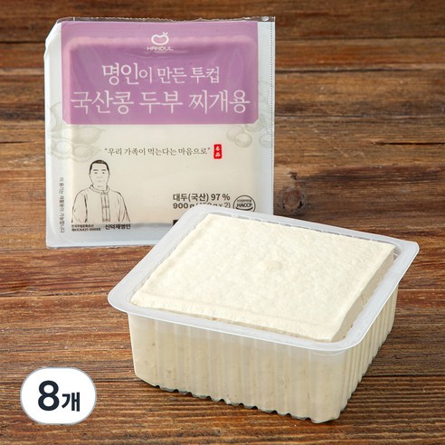 한둘 명인이 만든 투컵 두부 찌개용, 450g, 8개