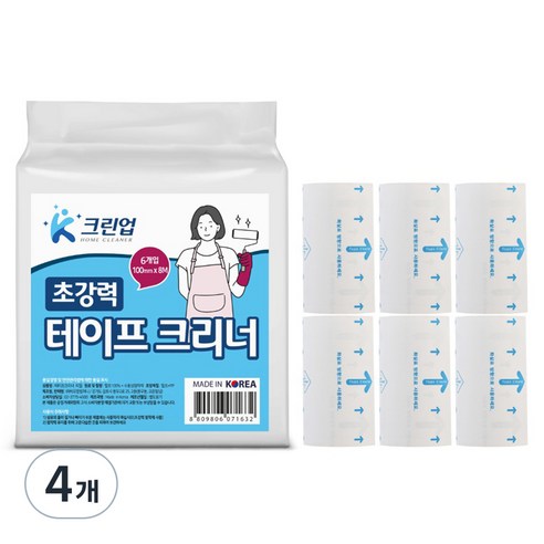 케이크린업 먼지먹는 초강력 테이프 크리너 리필 6개입, 4세트