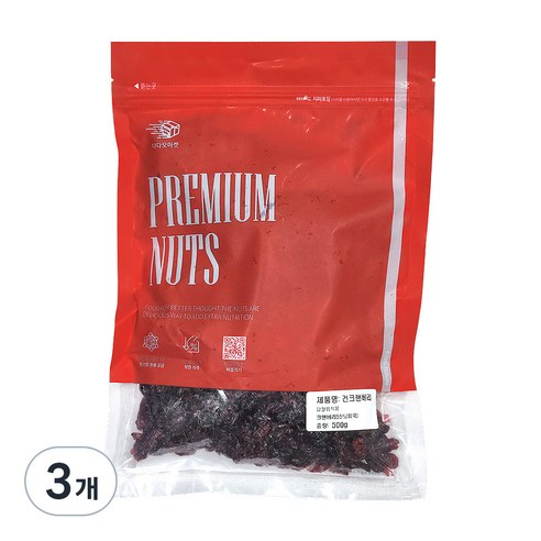 다다모마켓 건크랜베리, 500g, 3개