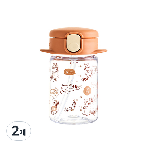 릿첼 AQ 슬림 빨대컵 R, 브라운, 2개, 160ml