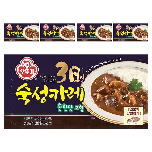 오뚜기 3일 숙성카레 순한맛 고형, 200g, 5개