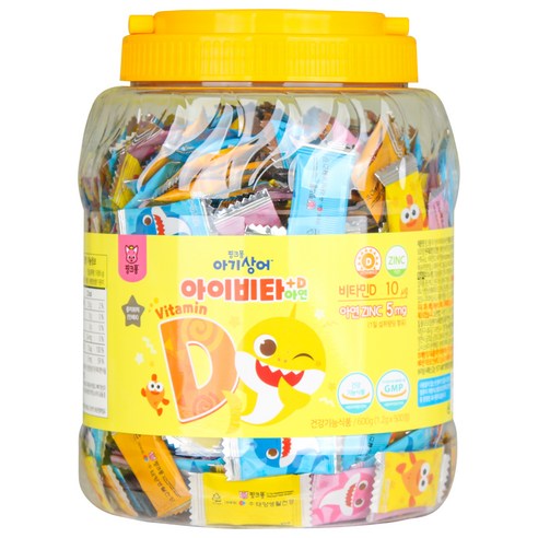 태양생활건강 핑크퐁 아기상어 아이 비타D 플러스 아연 600g, 500정, 1개, 500정