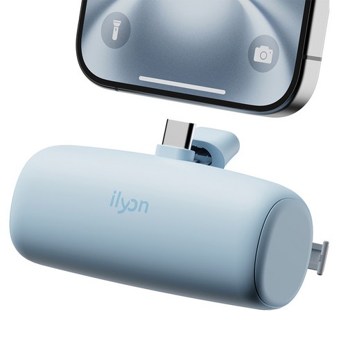 일리온 도킹형 휴대용 미니 보조배터리 5000mAh, C타입, 스카이블루