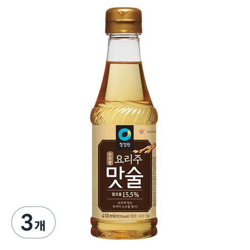 대상 청정원 우리쌀 요리주 맛술, 410ml, 3개
