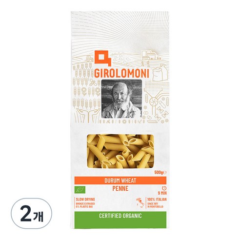 지롤로모니 유기농 파스타 펜네, 500g, 2개