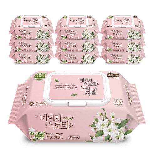 네이처스토리 오리지널 물티슈 캡형, 50g, 100매, 10개