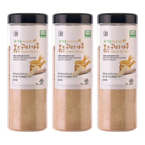 유기농마루 귀리로 만든 볶은 귀리가루, 420g, 3개