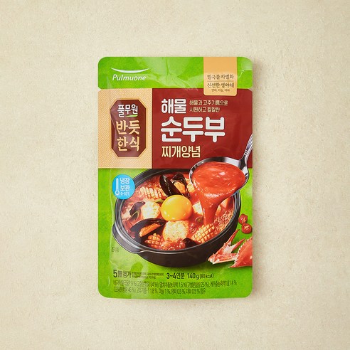 풀무원 해물 순두부찌개양념, 140g, 1개