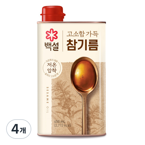 백설 고소함 가득 참기름, 450ml, 4개
