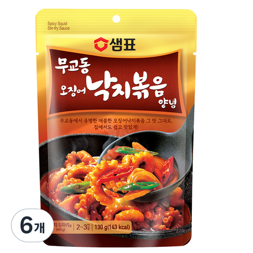 샘표 별미여행 무교동 오징어 낙지볶음 양념, 130g, 6개