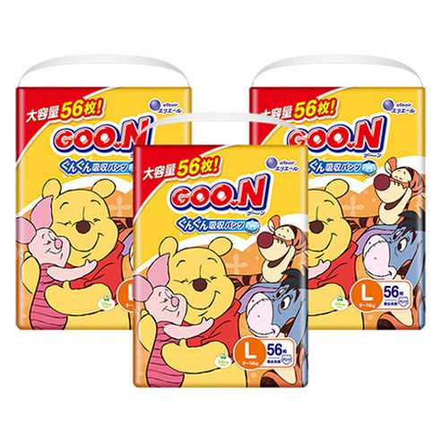 군 디즈니 스피드 흡수 팬티 기저귀 남녀공용, 특대형(XL), 100매