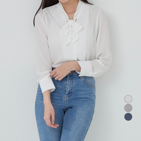 캐럿 타이넥 롱슬리브 블라우스