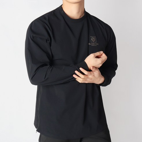 블랙야크 우븐 맨투맨 티셔츠