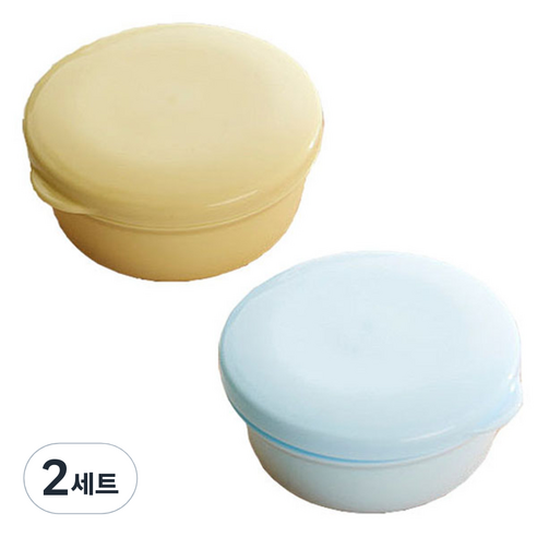 파스텔 휴대용 비누케이스, 2세트, 블루 + 옐로우
